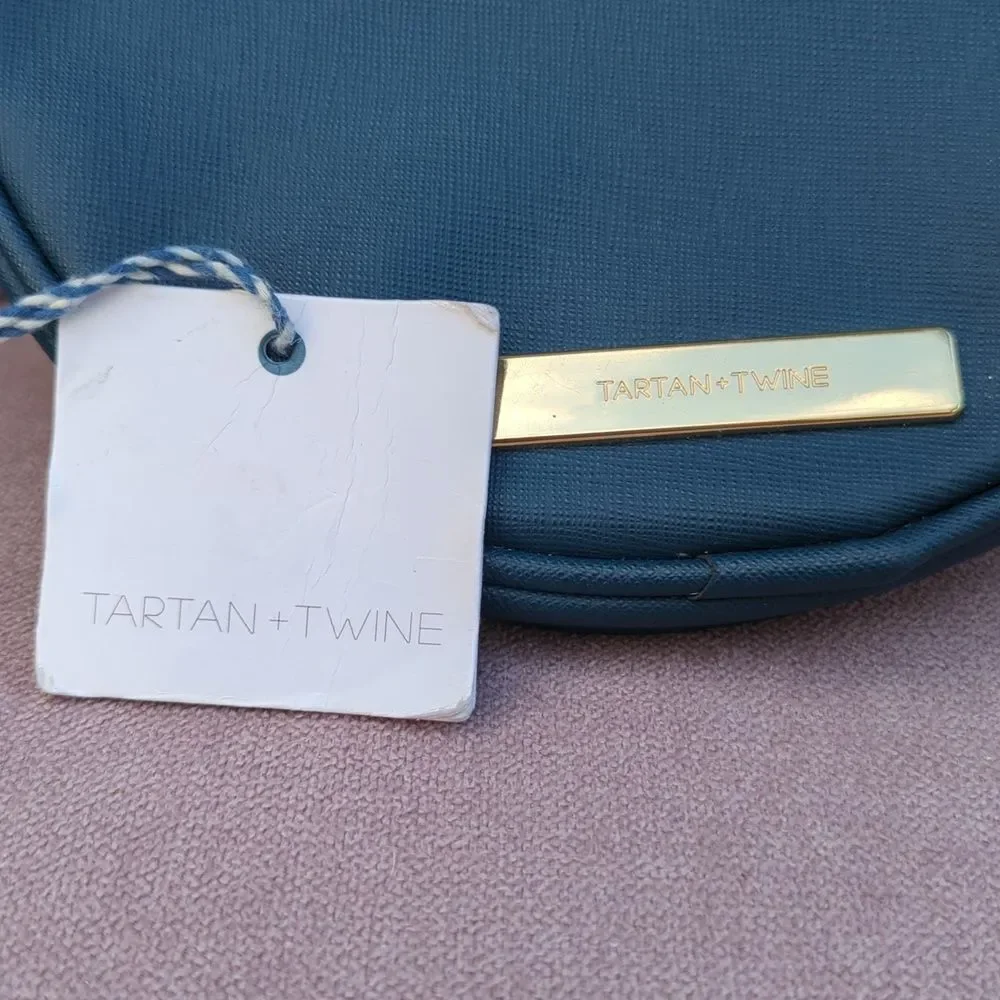 Ulta Tartan + Twine Navy Blue Round Clutch NWT